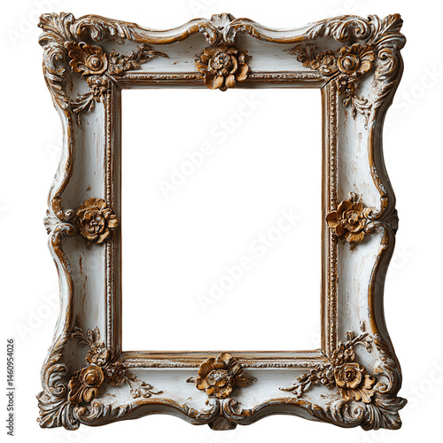 Wallpaper Mural Antique ornate picture frame white gold floral vintage wall decor baroque style photo mirror frame decorative  on transparent background Torontodigital.ca