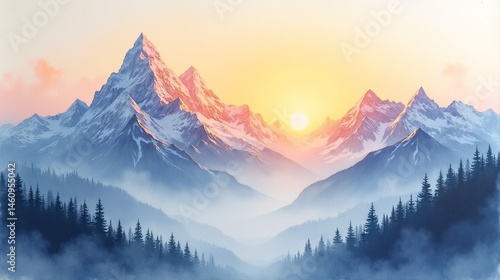 Dawn's Embrace: Majestic Mountain Sunrise