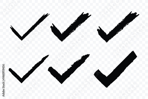 Grunge tick icon collection. Hand drawn check mark in grunge style. tick mark symbol set. Vector illustrator