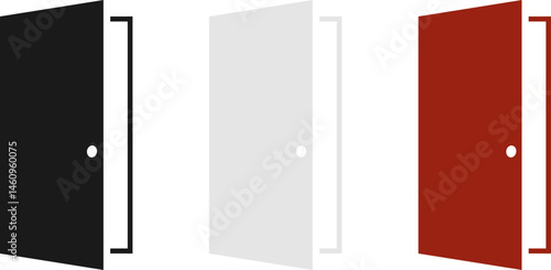 Doors, open doors, set of open entrance doors. Vector image, web banner, designer illustration, vector.