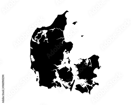 Denmark Black Silhouette Map Illustration