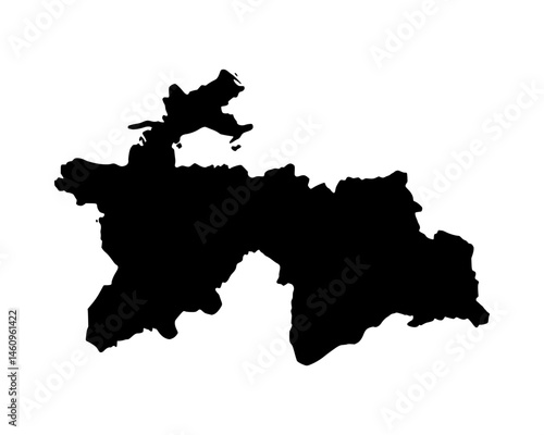 Tajikistan Black Silhouette Map Illustration