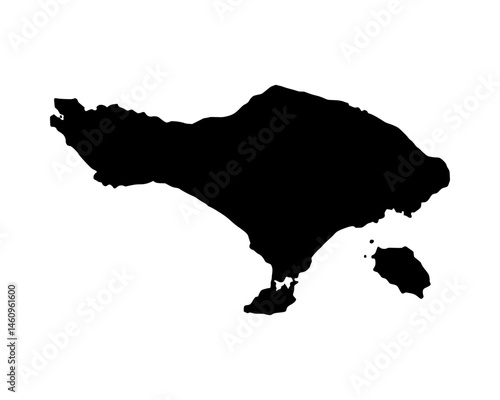 Bali Island Black Silhouette Map Illustration
