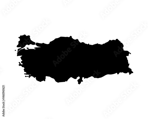 Turkey Black Silhouette Map Illustration