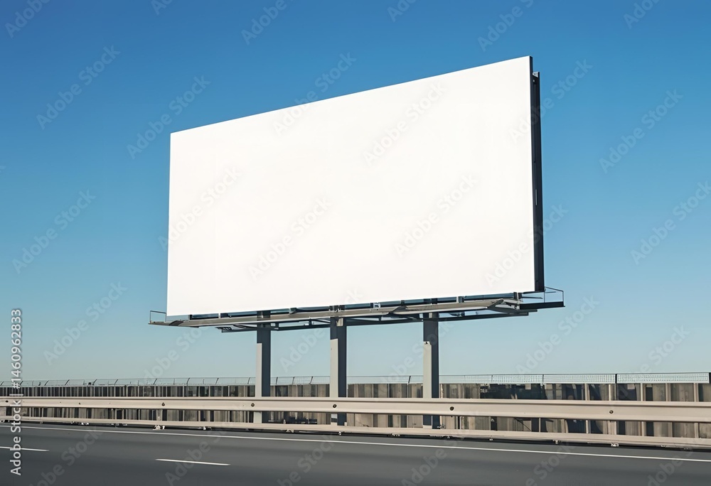 Fototapeta premium Outdoor blank white billboard mockup — empty advertising canvas for branding, poster design, and commercial ad placement presentations