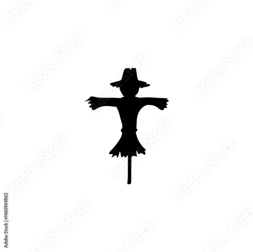 Garden scarecrow silhouette. Vector illustration 