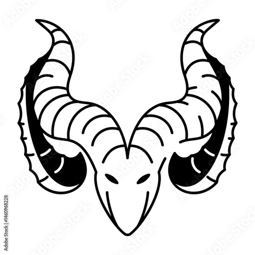 A doodle style icon of demon horns
