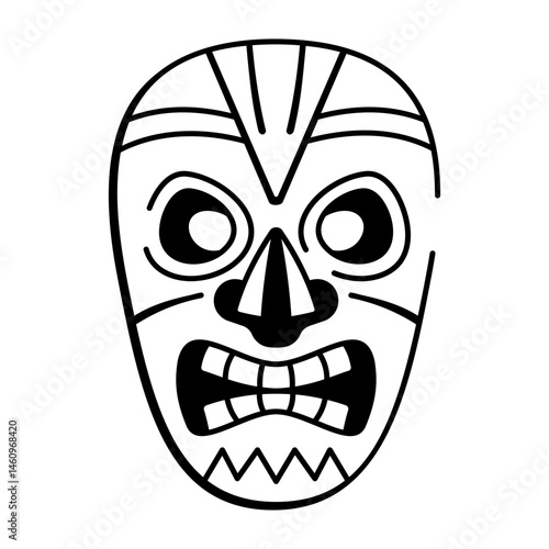 A doodle style icon of voodoo mask
