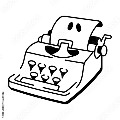 Hand drawn style icon of typewriter
