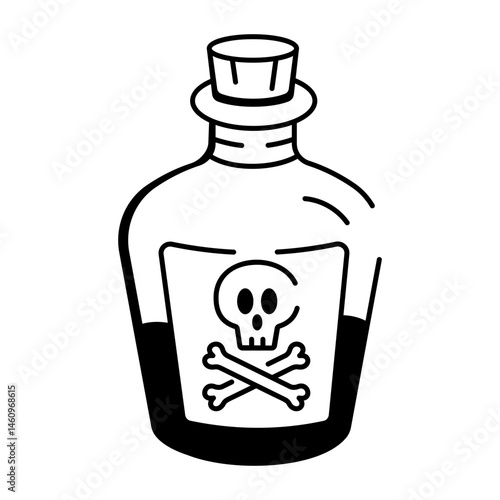 Hand drawn style icon of poison bottle

