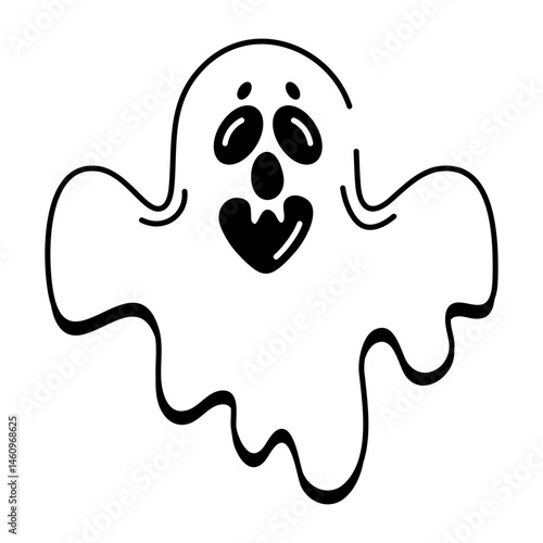 A sketchy style icon of ghost cutout
