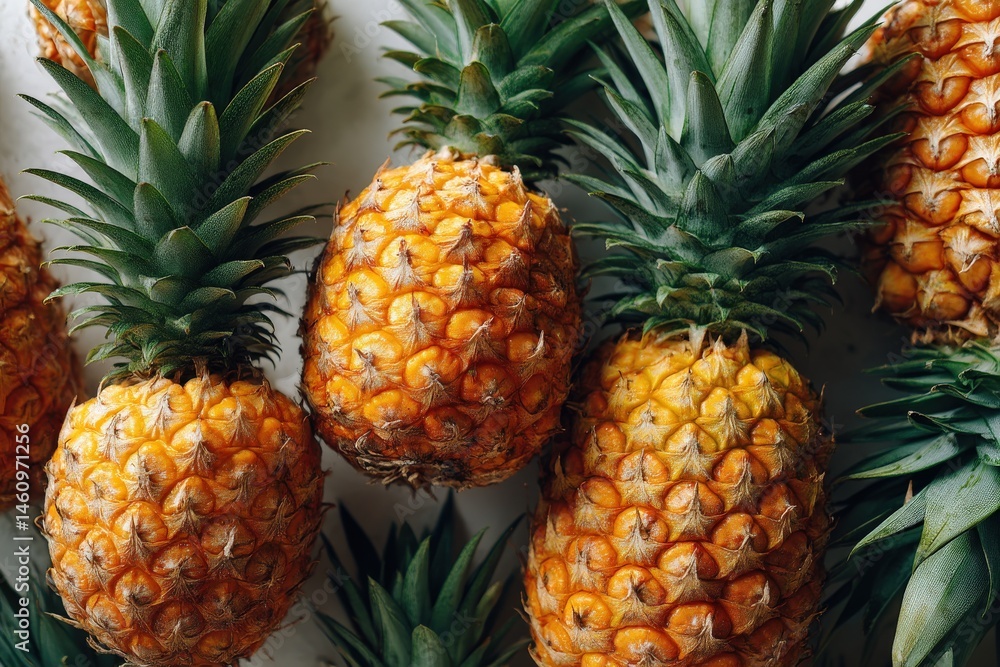 Pineapple Harvest: A vibrant cluster of ripe pineapples, their golden skin gleaming, showcases the sweetness and tropical essence of this exotic fruit. Pineapple Harvest: A vibrant cluster of ripe pineapples, their golden skin gleaming, showcases the sweetness and tropical essence of this exotic fruit.