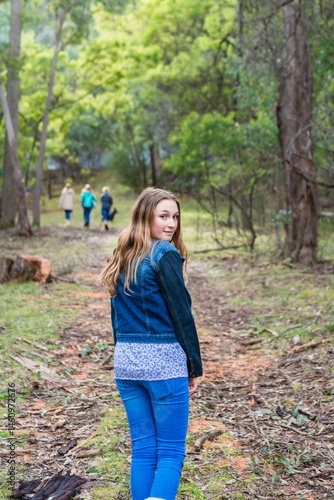 teens walking in the forest