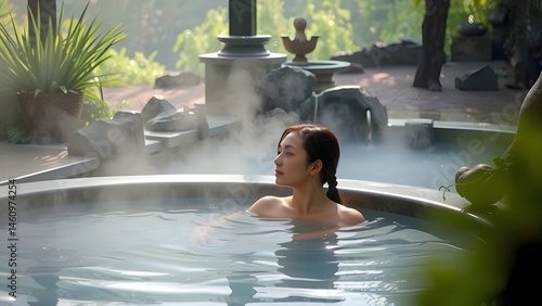 Obraz na płótnie Spa, salute, bellezza e benessere: giovane donna che si rilassa in una Spa w salonie