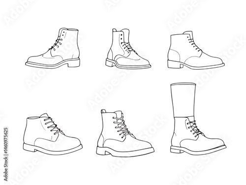 Creative Dress Boots Line Art Design for Fashion Stock Collection