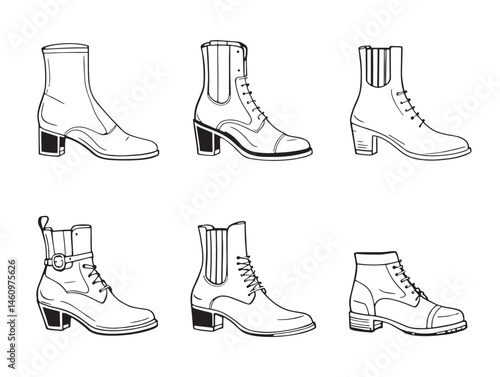 Fashionable Dress Boots Vector Line Art for Modern Style Illustrations
