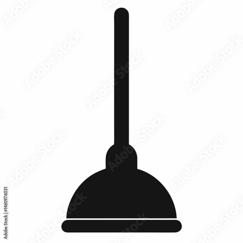 Black plunger vector icon on white background.