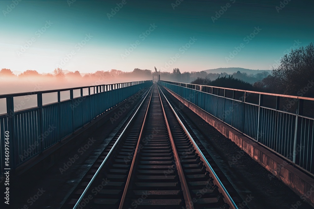 Fototapeta premium Misty morning on a railway bridge
