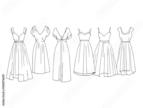Caress Sketch Dress Line Art for Modern Fashion Design