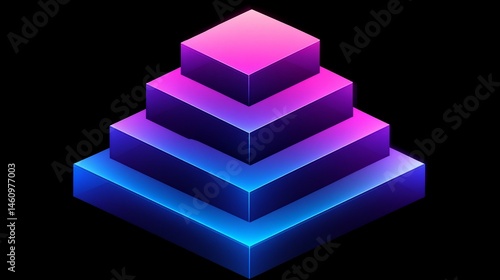 Abstract pyramid of glowing cubes