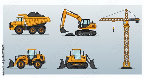 Heavy Construction Equipment: Excavators, Bulldozers, and Cranes