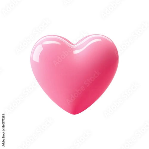Valentine's Day 3D heart-shaped icon on a png transparent background