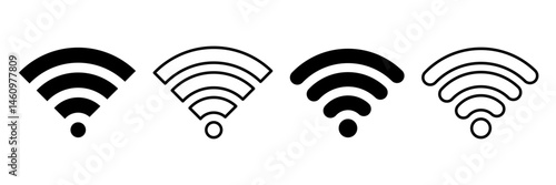 Free wifi icon set. Free wifi logo, label, sign, badge, symbol isolated on white background. Wifi signal, public place, access point, public Wi-Fi, Free Wi-Fi zone, Radio signal, wireless, password.