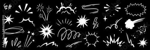 Wallpaper Mural Line speed cartoon effect, comic smoke motion line element set. Comic boom motion, explosive energy, line speed cartoon vector icon. Hand drawn sketch doodle action effect. Vector illustration Torontodigital.ca