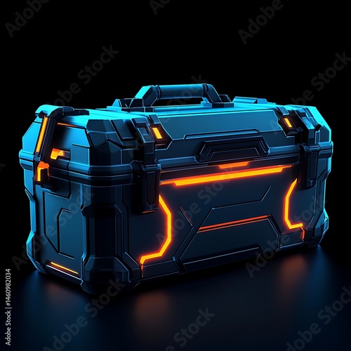Futuristic, glowing loot chest