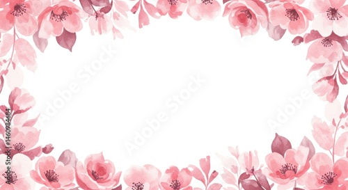 Delicate floral frame with soft pink and mauve blossoms.