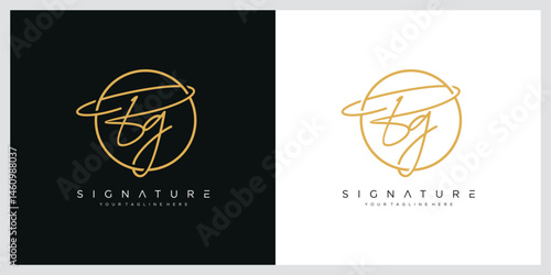 BG Initial handwriting logo vector template