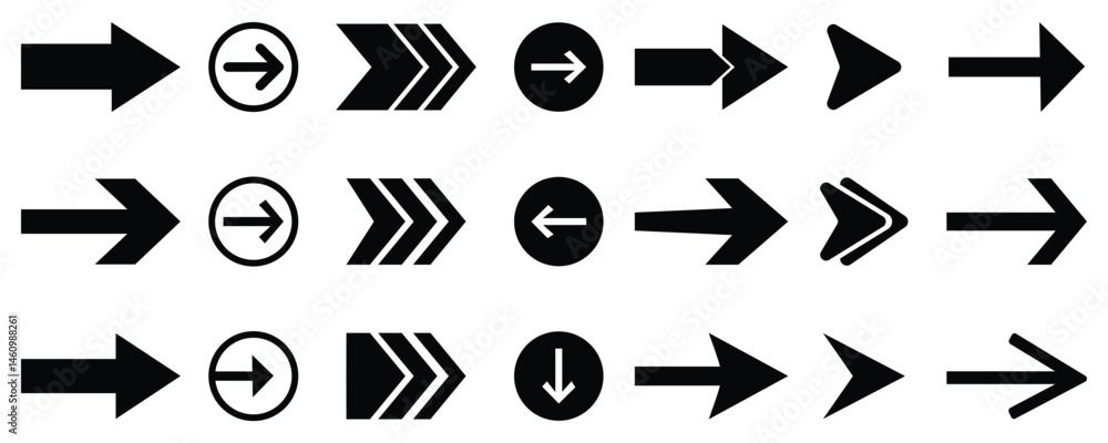 Arrow icon collection. Collection different arrows sign. Arrow flat style isolated on white background, Big set of Arrows Vector Icons, 
