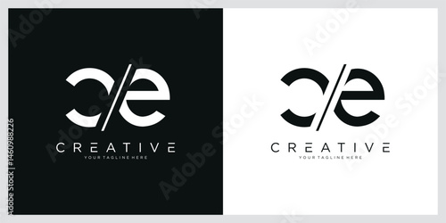 CE or EC initial letter logo design vector