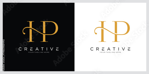 HP or PH initial letter logo design vector