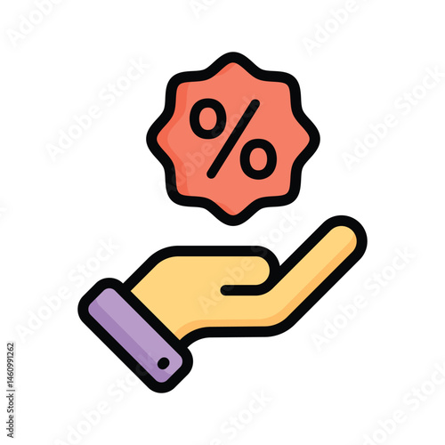 A captivating flat outline style icon of discount offer