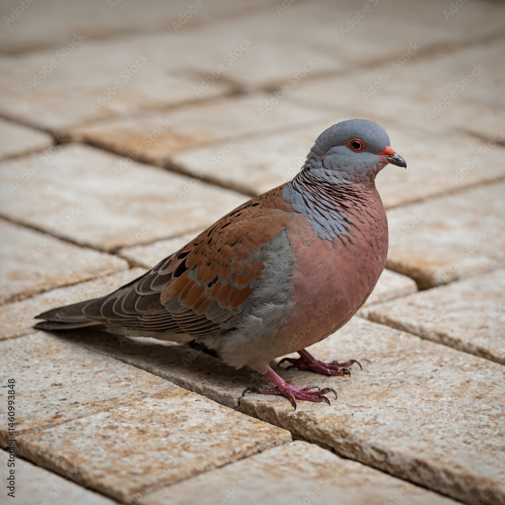 Obraz premium Common Ground Dove on Stone Tile.