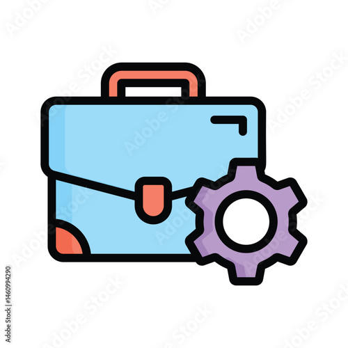 Visually engaging icon of business management designed in flat outline style