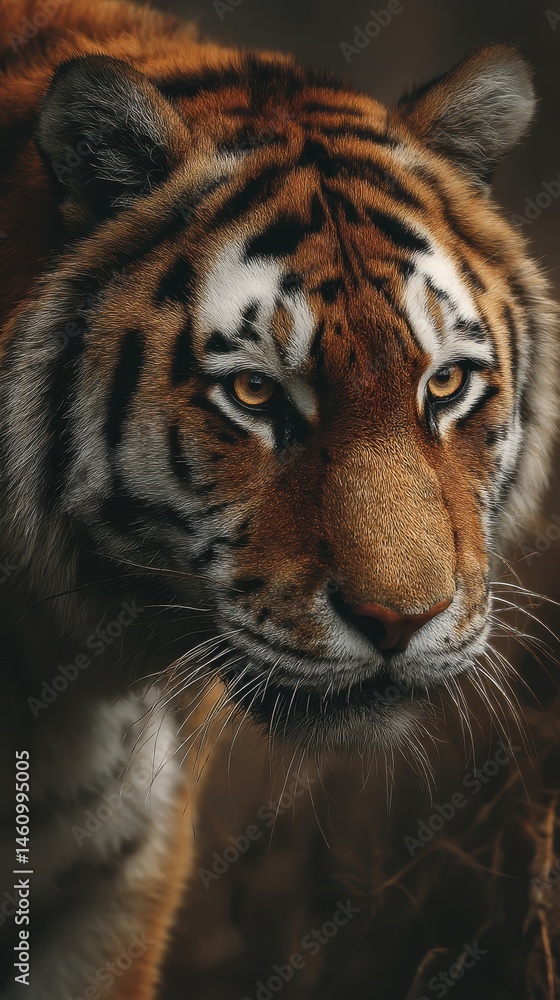 Obraz premium Close-up of a magnificent tiger's intense gaze.