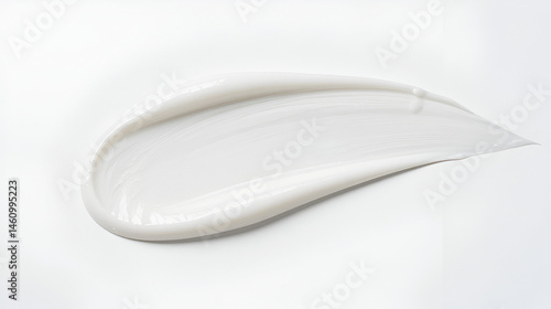 White cosmetic cream texture. Lotion smear. Creamy skincare product swatch isolated on white background