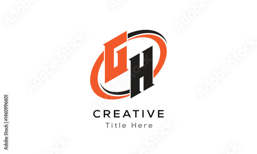 GH creative letter logo with circle area. Initial letter GH linked circle uppercase monogram logo. GH initial letter logo vector design.