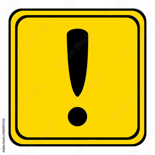 caution or warning sign on a yellow square board. exclamation danger sign.