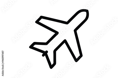 Airplane Outline Line Icon vector with Editable Stroke and Flight transport symbol