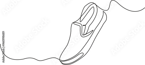 Premium vector shoe continuous one line drawing on white background concept of shoe business, editable stroke.