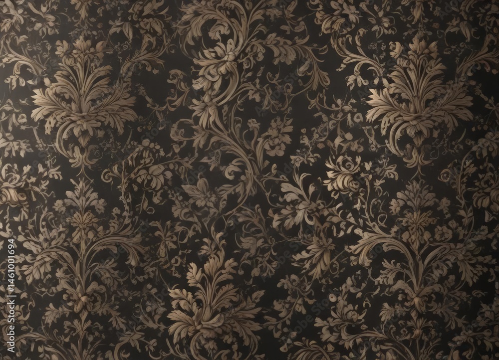 Sophisticated damask wallpaper, swirling leaves & vines , intricate, traditional, abstract Sophisticated damask wallpaper, swirling leaves & vines , intricate, traditional, abstract