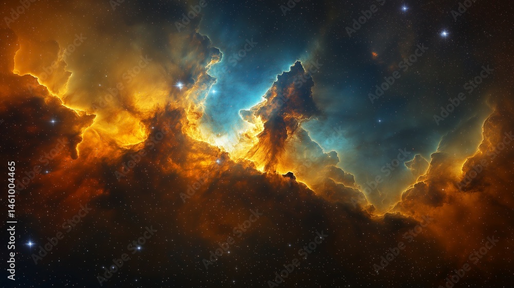 Fototapeta premium High-resolution view of a colorful nebula, vibrant gas clouds, deep space background., ,generative ai illustration