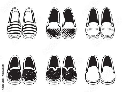 Hand drawn vector artwork of mens espadrilles shoes in line art