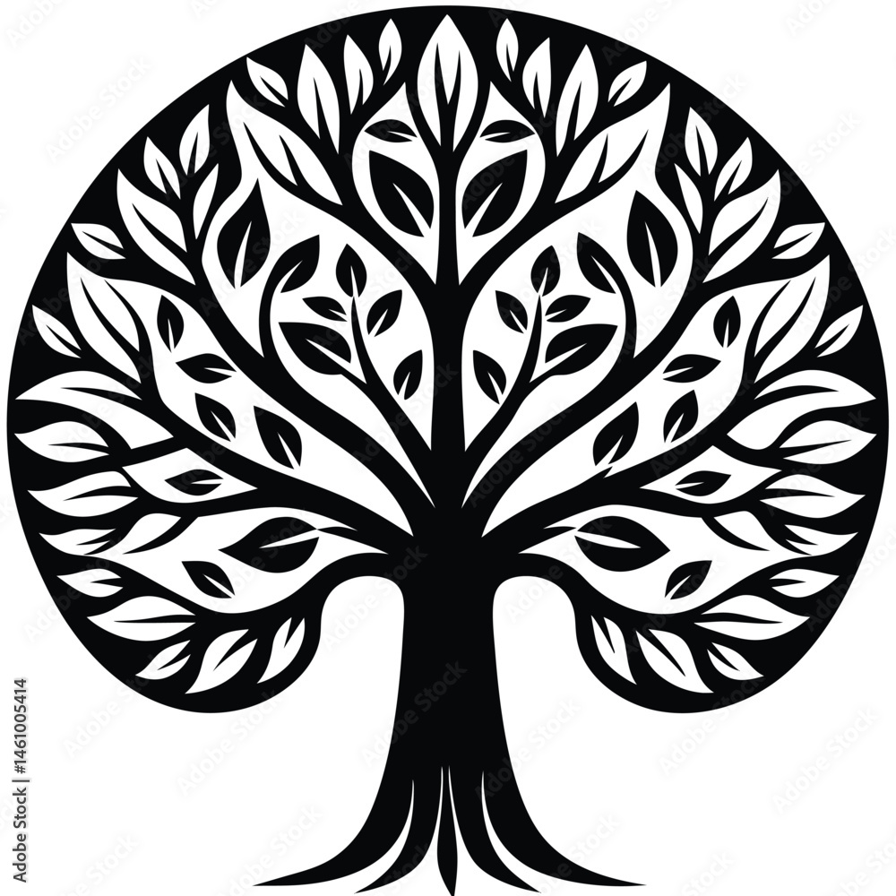 Obraz premium Stylized Black and White Tree of Life Illustration