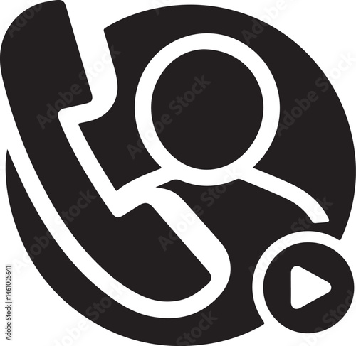Voicemail silhouette vector icon. Ideal for messaging, communication, and audio messages. EPS format for scalable, clean design use.