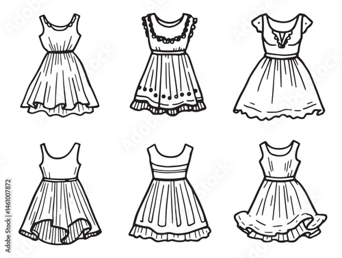 Stylish dress outline artwork in modern continuous fable line art
