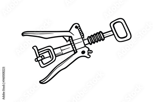 Detailed line art of a metalworking hand tool equipment design